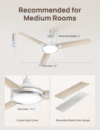 Dreo Smart Ceiling Fans with Lights 52 Inch