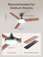 Dreo Smart Ceiling Fans with Lights 52 Inch