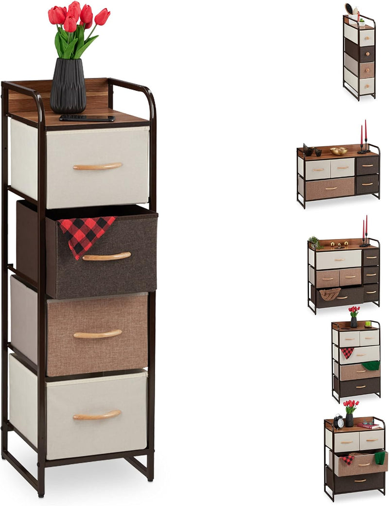 Dresser 4 Drawer Compartments with Shelf 4 Folding