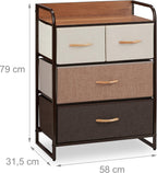 Dresser 4 Drawer Compartments with Shelf Folding Baskets