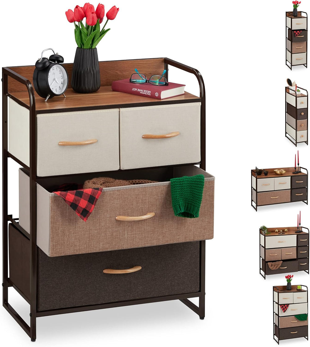 Dresser 4 Drawer Compartments with Shelf Folding Baskets
