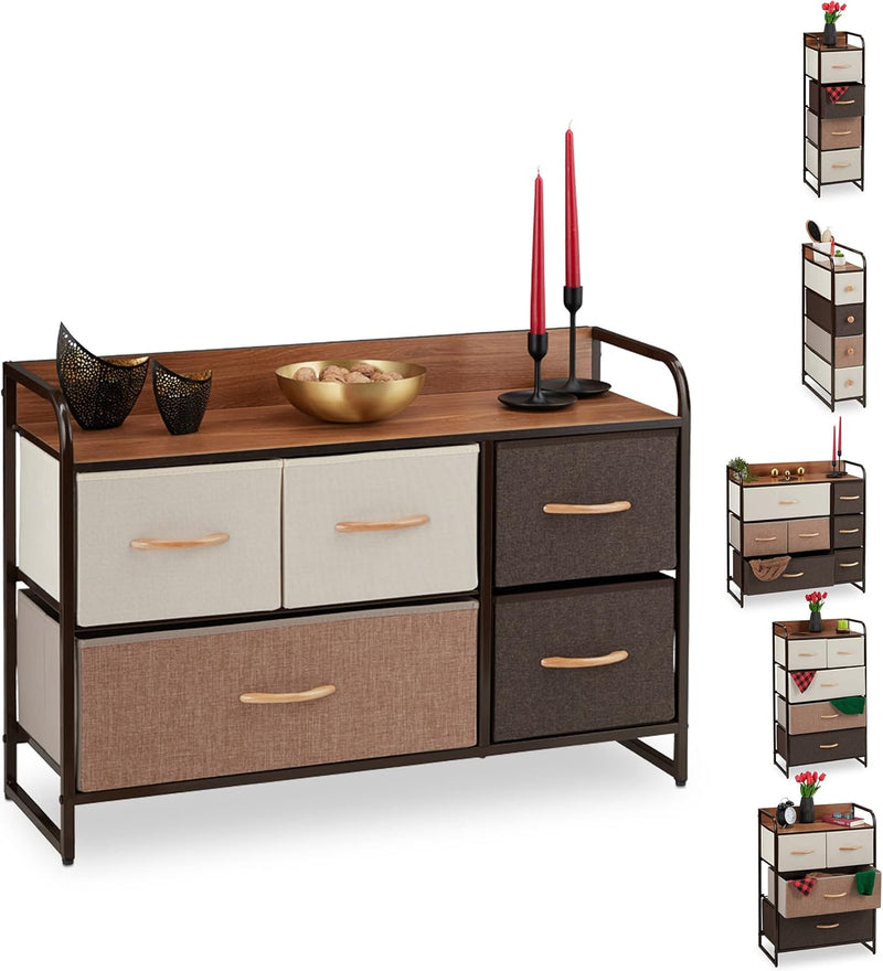 Dresser 5 Drawer Compartments with Shelf 5 Folding