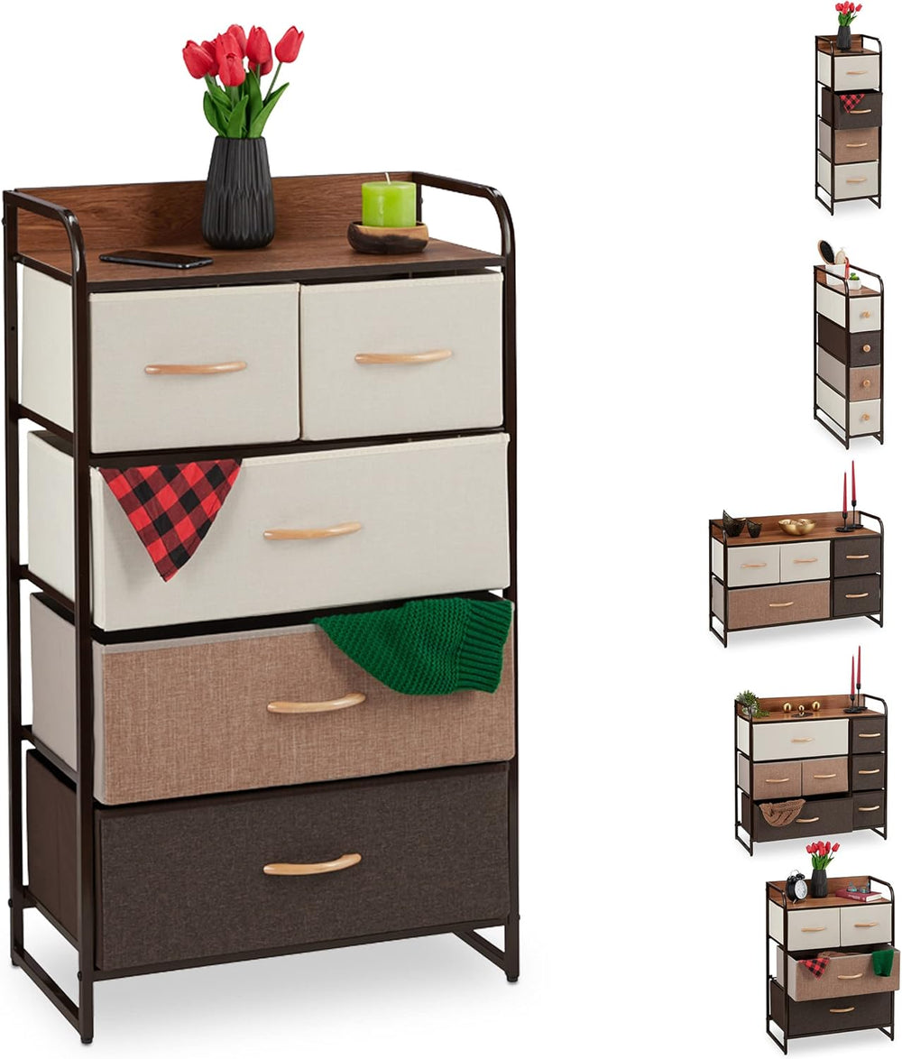 Dresser 5 Drawer Compartments with Shelf Folding Baskets