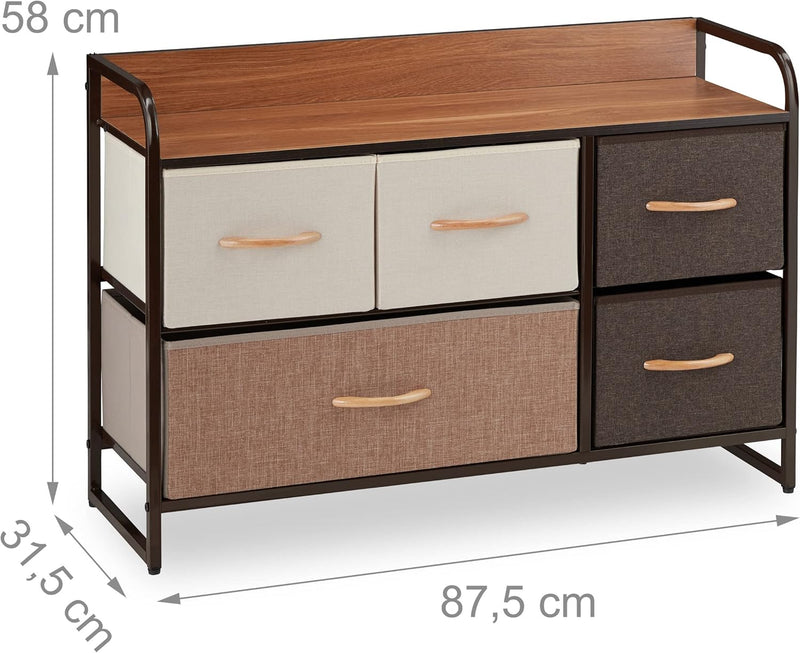 Dresser 5 Drawer Compartments with Shelf 5 Folding