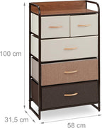 Dresser 5 Drawer Compartments with Shelf Folding Baskets