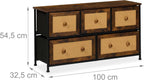 Dresser 5 Fabric Drawers Rattan Look Storage Hallway