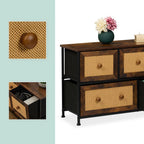 Dresser 5 Fabric Drawers Rattan Look Storage Hallway