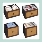 Dresser 5 Fabric Drawers Rattan Look Storage Hallway