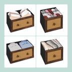 Dresser 5 Fabric Drawers Rattan Look Storage Hallway