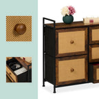 Dresser 5 Fabric Drawers Rattan Look Storage Hallway