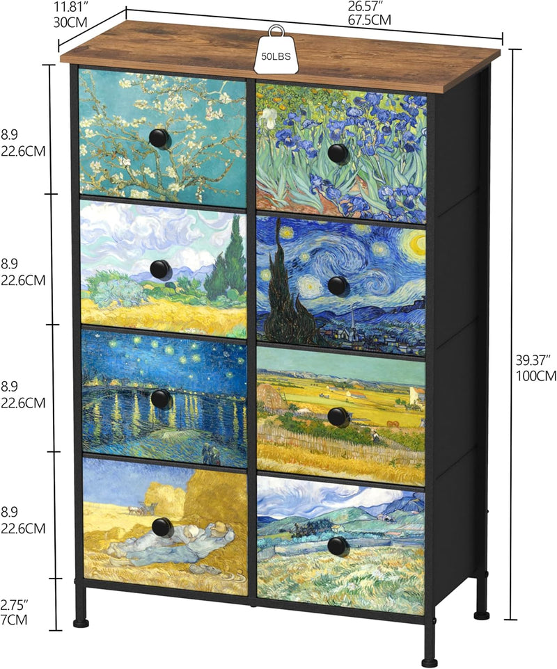 Double Column 8-Drawer Fabric Storage Cabinet Vertical Chest