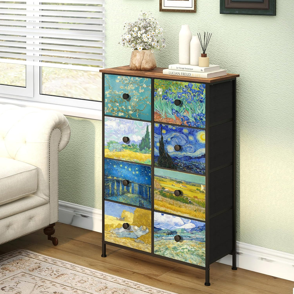 Double Column 8-Drawer Fabric Storage Cabinet Vertical Chest