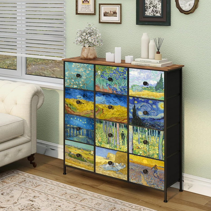 Double Column 8-Drawer Fabric Storage Cabinet Vertical Chest