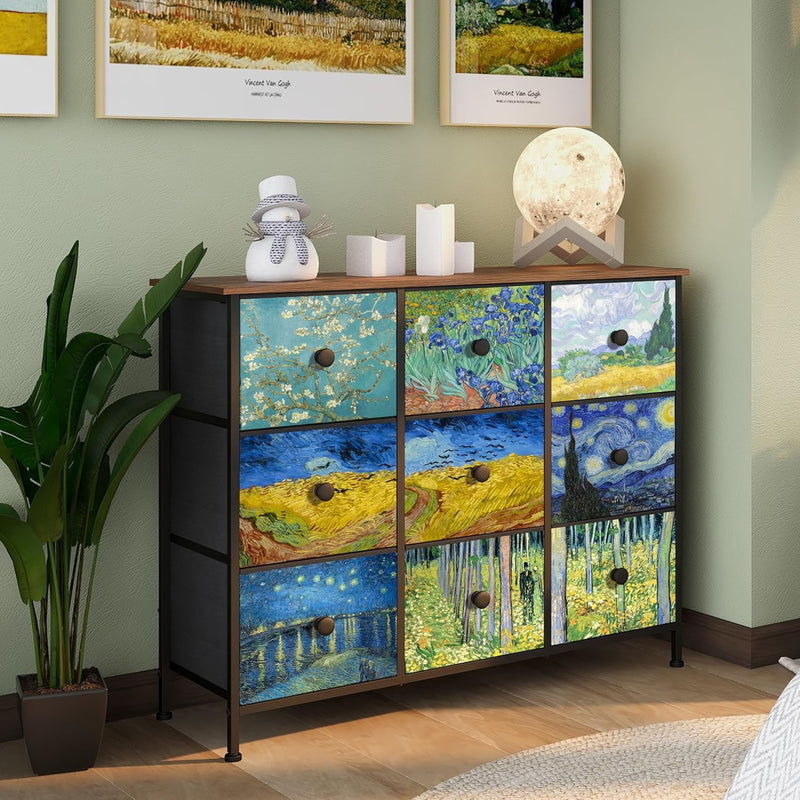 Double Column 8-Drawer Fabric Storage Cabinet Vertical Chest