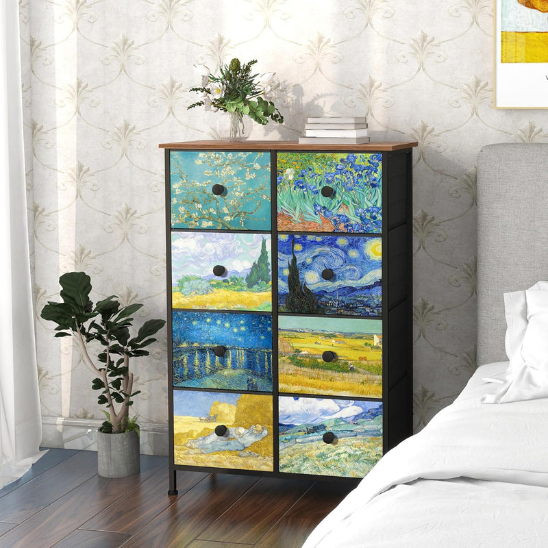 Double Column 8-Drawer Fabric Storage Cabinet Vertical Chest