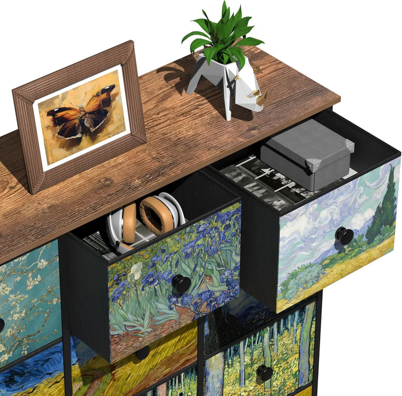 Double Column 8-Drawer Fabric Storage Cabinet Vertical Chest
