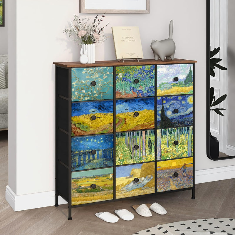 Double Column 8-Drawer Fabric Storage Cabinet Vertical Chest