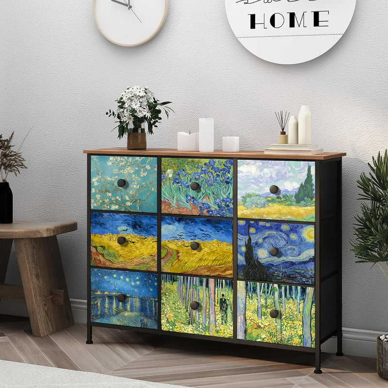 Double Column 8-Drawer Fabric Storage Cabinet Vertical Chest