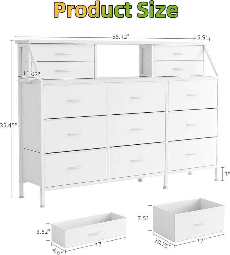 Dresser for Bedroom with 13 Drawers 55” Wide