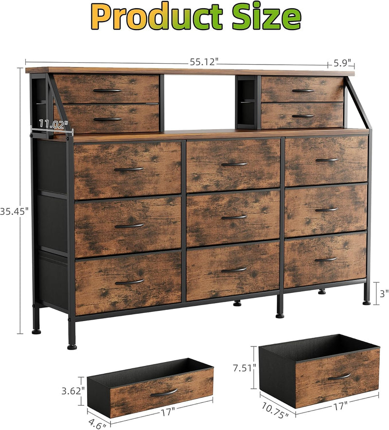 Dresser for Bedroom with 13 Drawers 55” Wide