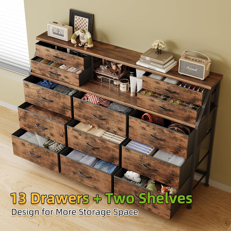 Dresser for Bedroom with 13 Drawers 55” Wide