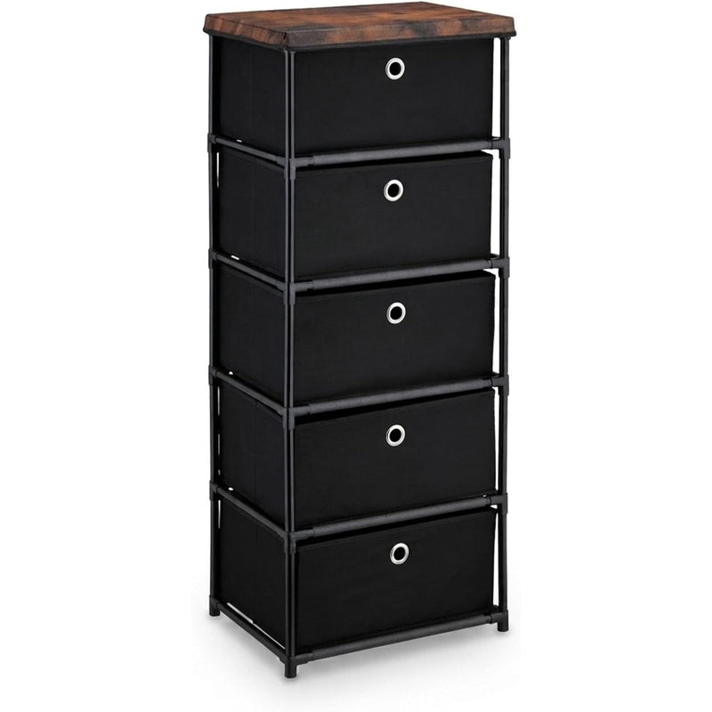Dresser Storage Unit 3 Fabric Drawers Metal Wood