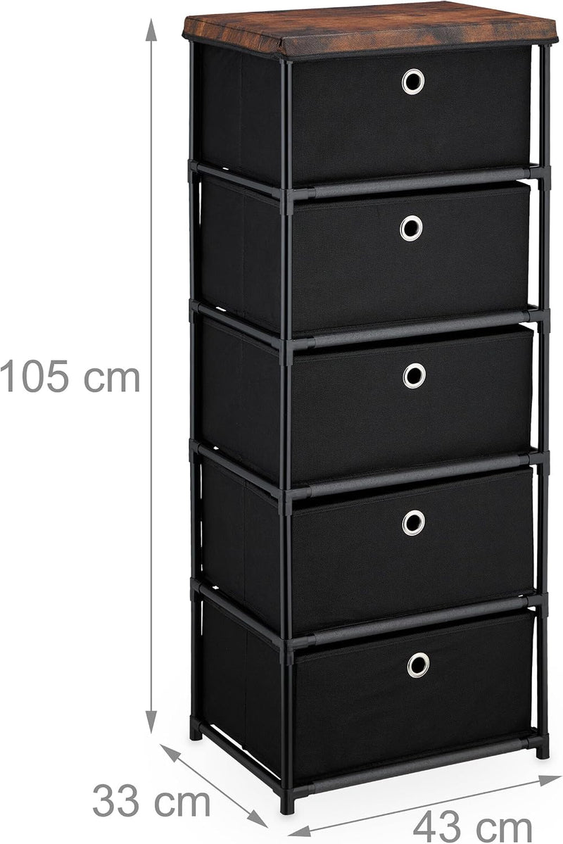 Dresser Storage Unit 3 Fabric Drawers Metal Wood