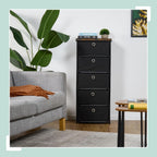 Dresser Storage Unit 3 Fabric Drawers Metal Wood