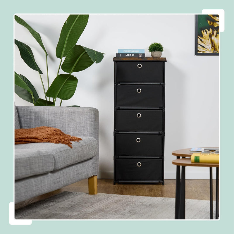 Dresser Storage Unit 3 Fabric Drawers Metal Wood