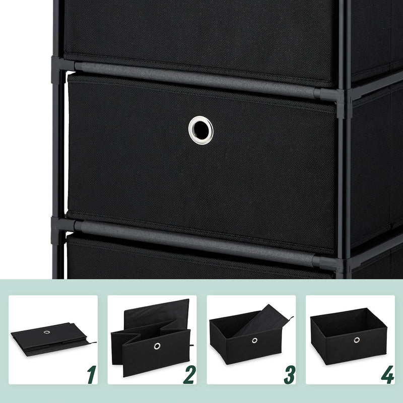 Dresser Storage Unit 3 Fabric Drawers Metal Wood