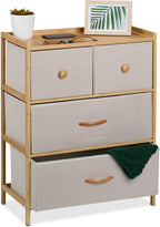 Dresser Storage Unit Bamboo 4 Fabric Drawers