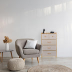 Dresser Storage Unit Bamboo 5 Fabric Drawers Hallway
