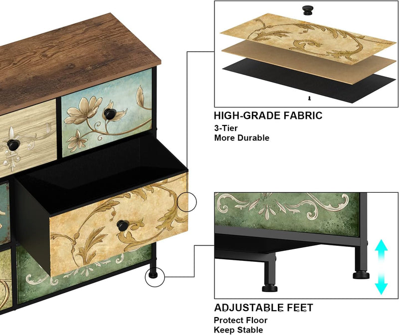 Dresser with Drawer for Bedroom 9 Fabric Drawers