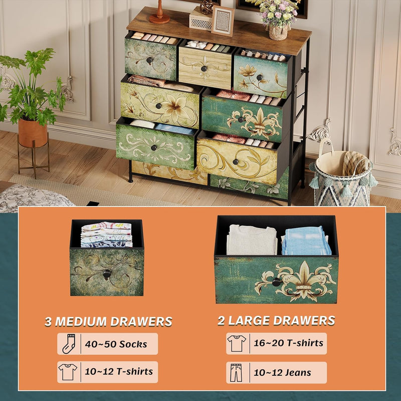 Dresser with Drawer for Bedroom 9 Fabric Drawers