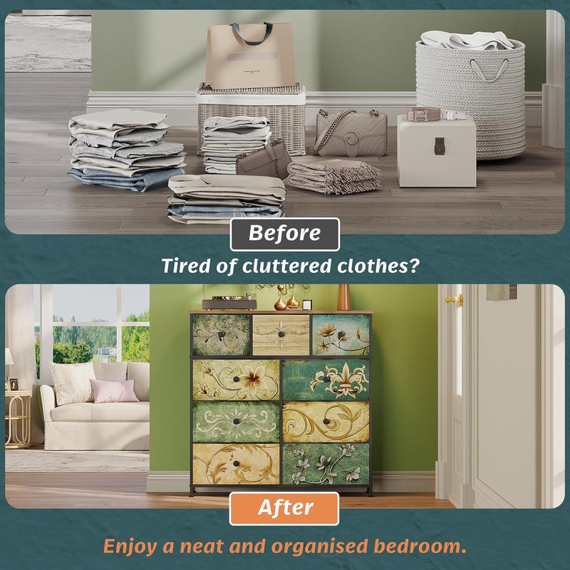 Dresser with Drawer for Bedroom 9 Fabric Drawers