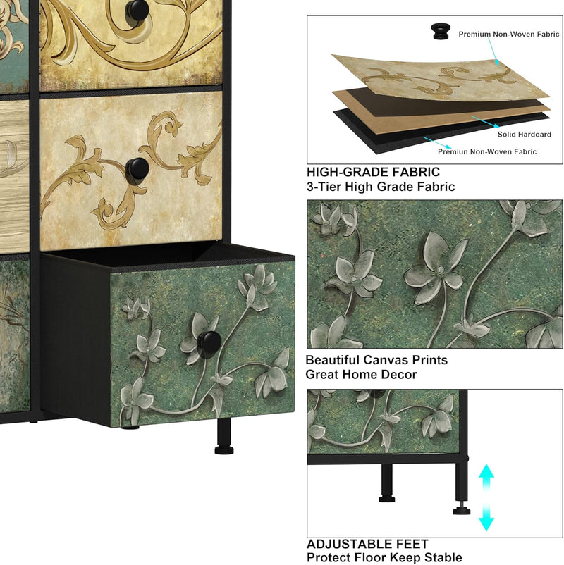 Dresser with Drawer for Bedroom 9 Fabric Drawers