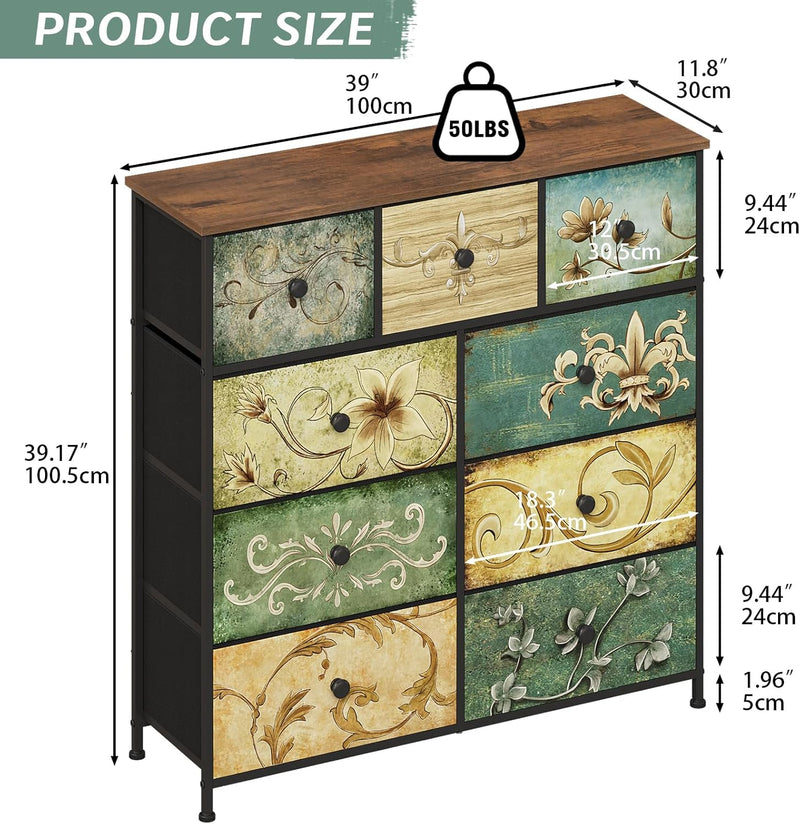 Dresser with Drawer for Bedroom 9 Fabric Drawers