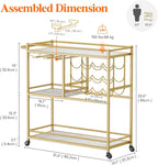3 Tier Drinks Trolley with Lockable Wheels Rustic