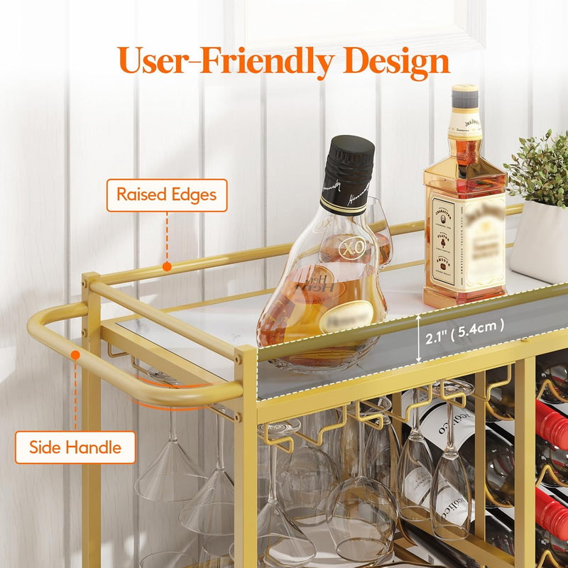 3 Tier Drinks Trolley with Lockable Wheels Rustic