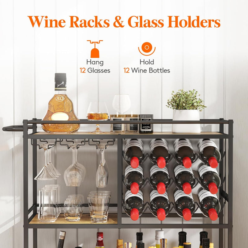 3 Tier Drinks Trolley with Lockable Wheels Rustic