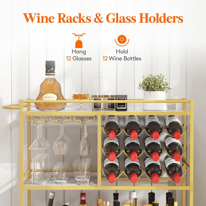 3 Tier Drinks Trolley with Lockable Wheels Rustic