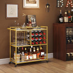 3 Tier Drinks Trolley with Lockable Wheels Rustic