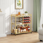 3 Tier Drinks Trolley with Lockable Wheels Rustic