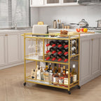 3 Tier Drinks Trolley with Lockable Wheels Rustic