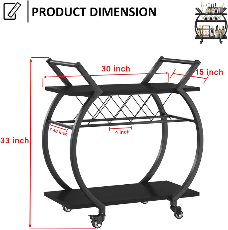Drinks Trolley on Wheels Bar Cart with Wine