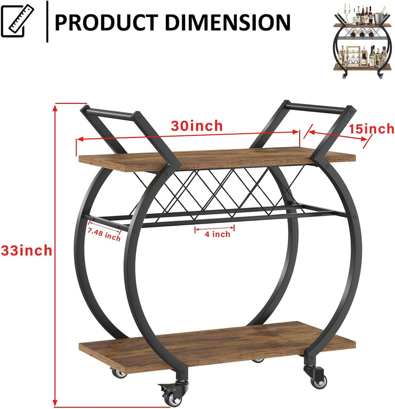 Drinks Trolley on Wheels Bar Cart with Wine