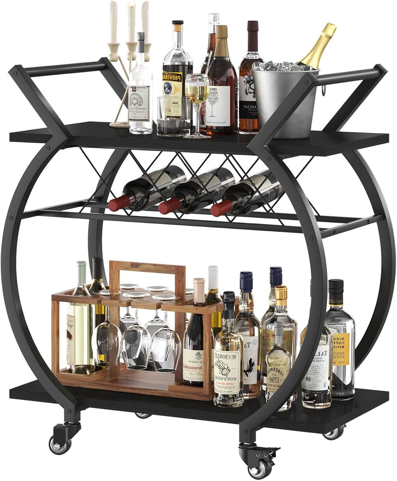 Drinks Trolley on Wheels Bar Cart with Wine