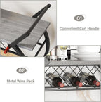 Drinks Trolley on Wheels Bar Cart with Wine