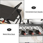 Drinks Trolley on Wheels Bar Cart with Wine