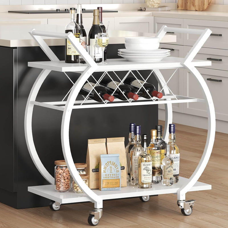 Drinks Trolley on Wheels Bar Cart with Wine